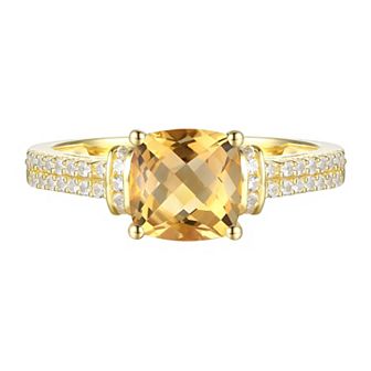 14k Gold Over Citrine & Lab-Created White Sapphire Ring