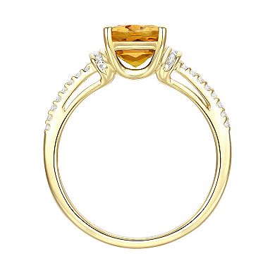 14k Gold Over Citrine & Lab-Created White Sapphire Ring