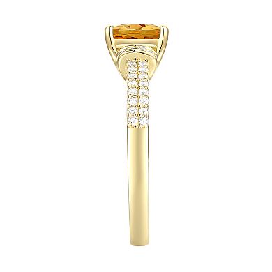 14k Gold Over Citrine & Lab-Created White Sapphire Ring