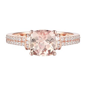 14k Rose Gold Over Silver Lab-Created Morganite & Lab-Created White Sapphire Ring