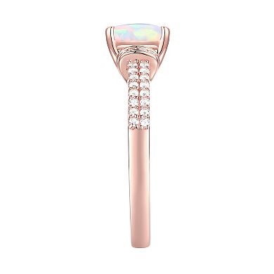14k Rose Gold Over Silver Lab-Created Opal & Lab-Created White Sapphire Ring