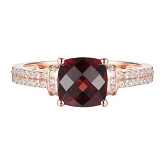 14k Rose Gold Over Silver Garnet & Lab-Created White Sapphire Ring