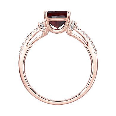 14k Rose Gold Over Silver Garnet & Lab-Created White Sapphire Ring