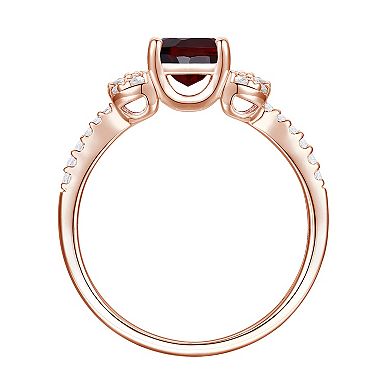 14k Rose Gold Over Silver Garnet & Lab-Created White Sapphire Ring