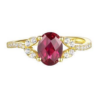 14k Gold Over Silver Lab-Created Ruby & Lab-Created White Sapphire Ring
