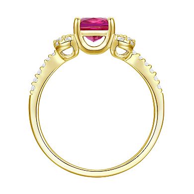 14k Gold Over Silver Lab-Created Ruby & Lab-Created White Sapphire Ring