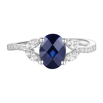 Sterling Silver Lab-Created Blue & White Sapphire Ring