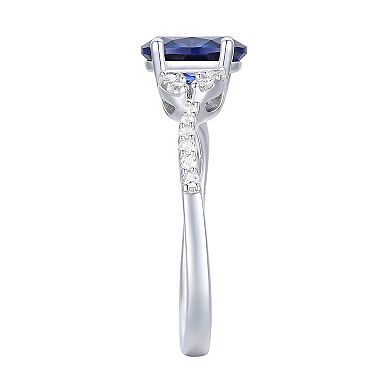Sterling Silver Lab-Created Blue & White Sapphire Ring