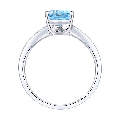 MASTERPIECE Sterling Silver Blue Topaz & Lab-Created White Sapphire Teardrop Ring