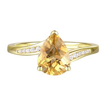 MASTERPIECE 14k Gold Over Silver Citrine & Lab-Created White Sapphire Teardrop Ring