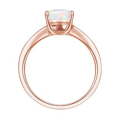 14k Rose Gold Over Silver Lab-Created Opal & Lab-Created White Sapphire Teardrop Ring