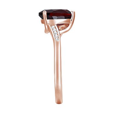 14k Rose Gold Over Silver Garnet & lab-Created White Sapphire Teardrop Ring