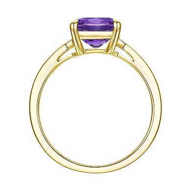 MASTERPIECE 14k Gold Over Silver Checkerboard-Cut Amethyst & Lab-Created White Sapphire Ring