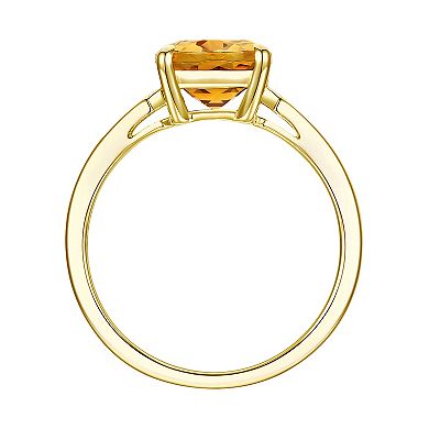 14k Gold Over Silver Citrine & Lab-Created White Sapphire Ring