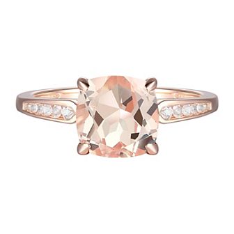14k Rose Gold Over Silver Lab-Created Morganite & Lab-Created White Sapphire Ring