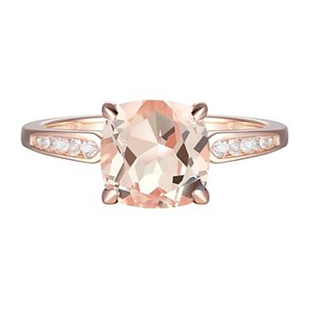 MASTERPIECE 14k Rose Gold Over Silver Lab-Created Morganite & Lab-Created White Sapphire Ring