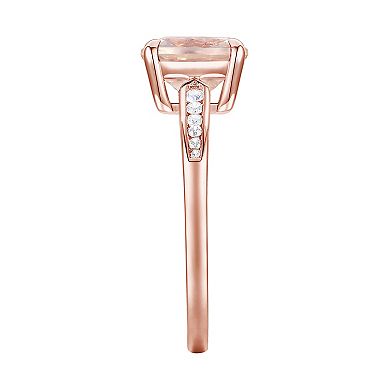 14k Rose Gold Over Silver Lab-Created Morganite & Lab-Created White Sapphire Ring