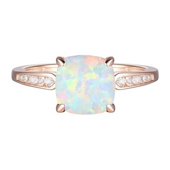 14k Rose Gold Over Silver Lab-Created Opal & Lab-Created White Sapphire Ring