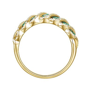 MASTERPIECE 14k Gold Over Silver Lab-Created Emerald & Lab-Created White Sapphire Ring