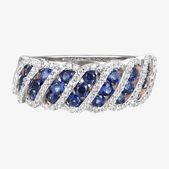 Sterling Silver Lab-Created Blue & White sapphire Ring