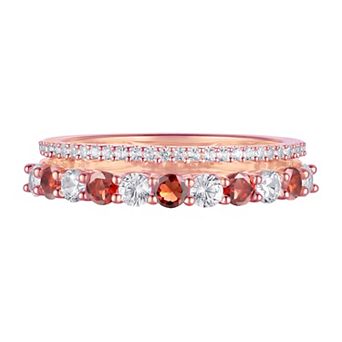 MASTERPIECE 14k Rose Gold Garnet & Lab-Created White Sapphire Ring