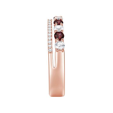 MASTERPIECE 14k Rose Gold Garnet & Lab-Created White Sapphire Ring
