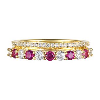 MASTERPIECE 14k Gold Over Silver Lab-Created Ruby & Lab-Created White Sapphire Ring