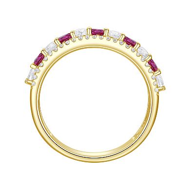 14k Gold Over Silver Lab-Created Ruby & Lab-Created White Sapphire Ring