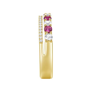 14k Gold Over Silver Lab-Created Ruby & Lab-Created White Sapphire Ring