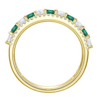 MASTERPIECE 14k Gold Over Silver Lab-Created Emerald & Lab-Created White Sapphire Ring