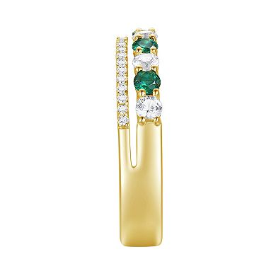MASTERPIECE 14k Gold Over Silver Lab-Created Emerald & Lab-Created White Sapphire Ring