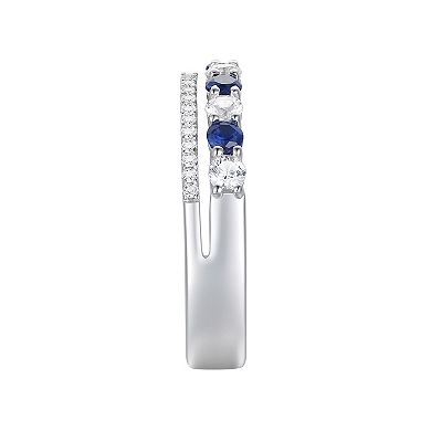 Sterling Silver Lab-Created Blue & White Sapphire Ring