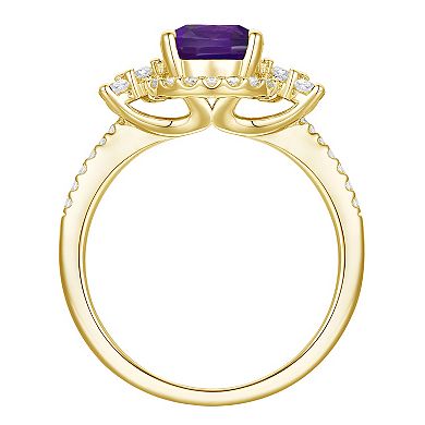 MASTERPIECE 14k Gold Over Silver Amethyst & Lab-Created White Sapphire Oval Halo Ring