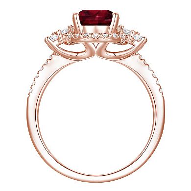 14k Rose Gold Over Silver Garnet & Lab-Created White Sapphire Oval Halo Ring