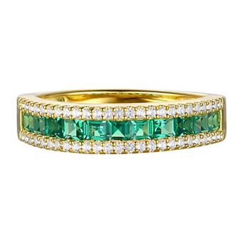 MASTERPIECE 14k Gold Over Silver Lab-Created Emerald & White Sapphire Ring
