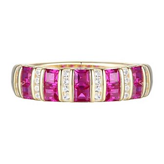 14k Gold Over Silver Lab-Created Ruby & White Sapphire Ring
