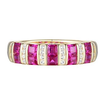 14k Gold Over Silver Lab-Created Ruby & White Sapphire Ring
