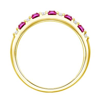 14k Gold Over Silver Lab-Created Ruby & White Sapphire Ring
