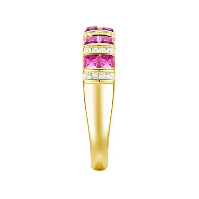 14k Gold Over Silver Lab-Created Ruby & White Sapphire Ring