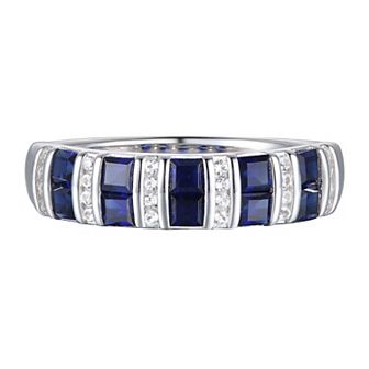 Sterling Silver Lab-Created Sapphire Ring