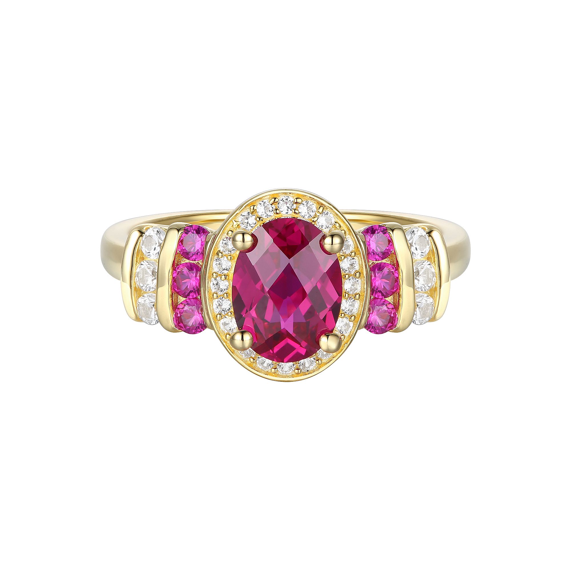 14k Gold Over Silver Lab-Created Ruby & Lab-Created White Sapphire Ring, Wo