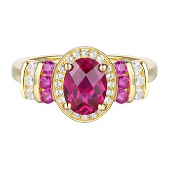 14k Gold Over Silver Lab-Created Ruby & Lab-Created White Sapphire Ring