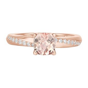 14k Rose Gold Over Silver Lab-Created Morganite & Lab-Created White Sapphire Ring