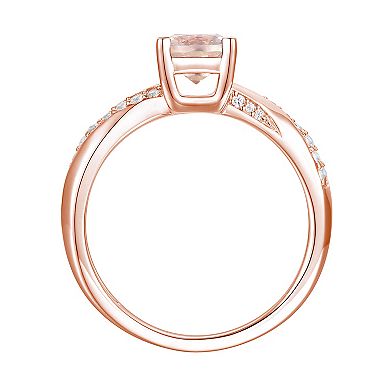 14k Rose Gold Over Silver Lab-Created Morganite & Lab-Created White Sapphire Ring