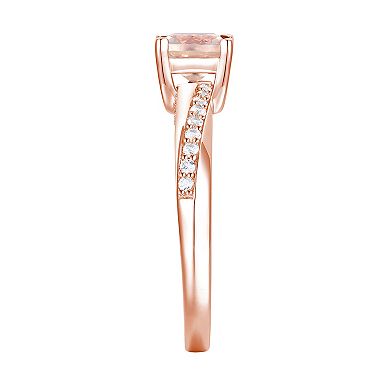 14k Rose Gold Over Silver Lab-Created Morganite & Lab-Created White Sapphire Ring