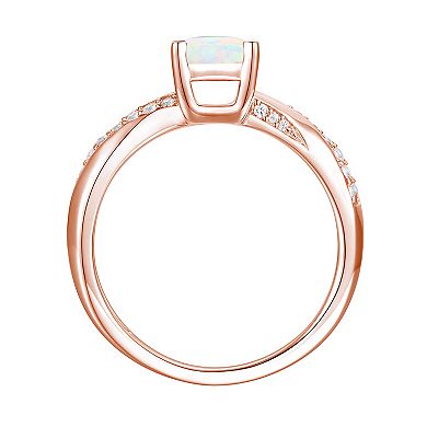 14k Rose Gold Lab-Created Opal & Lab-Created White Sapphire Ring