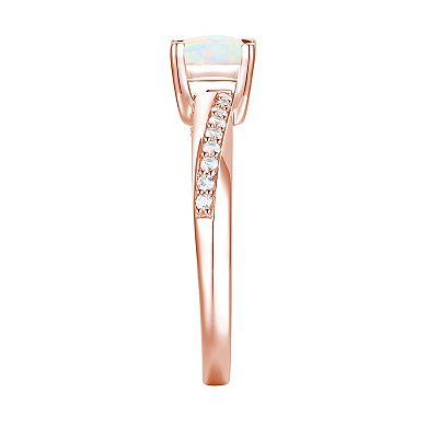 14k Rose Gold Lab-Created Opal & Lab-Created White Sapphire Ring