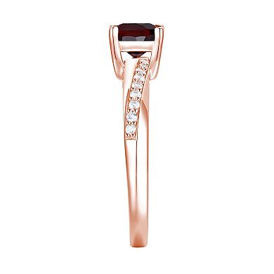 14k Rose Gold Over Silver Garnet & Lab-Created White Sapphire Ring