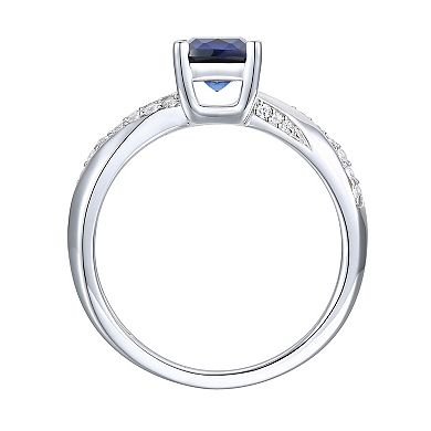 Sterling Silver Lab-Created Blue & White Sapphire Ring