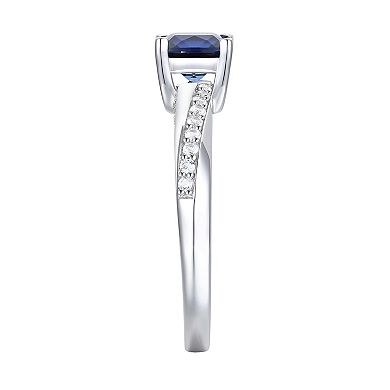 Sterling Silver Lab-Created Blue & White Sapphire Ring